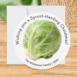 Tarjeta Festiva Funny Brussels 'Sprout-standing' Christmas Humor