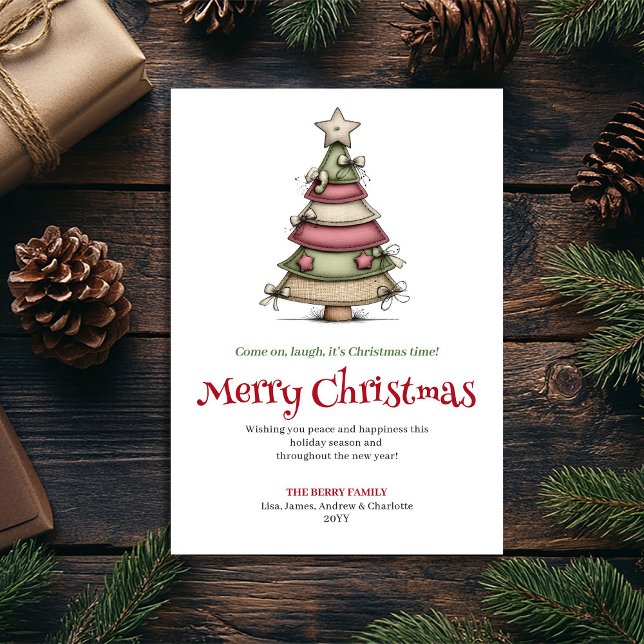 Tarjeta Festiva Funny cartoon Christmas tree greeting card (Funny cartoon Christmas tree greeting card

)