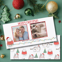 Funny Cat 2 Photo Meowy Christmas Custom 