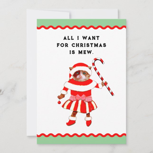 Tarjeta Festiva Funny Cat Christmas (Anverso)