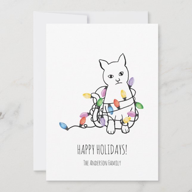 Tarjeta Festiva Funny Cat Christmas Holiday Card (Anverso)
