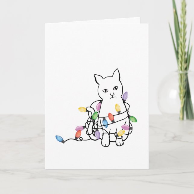 Tarjeta Festiva Funny Cat Christmas Holiday Card (Anverso)