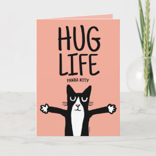 TARJETA FESTIVA FUNNY CAT CUMPLEAÑOS HUG LIFE PANDA KITTY CARTEL