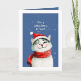 Tarjeta Festiva Funny Cat Cute Merry Christmas Card