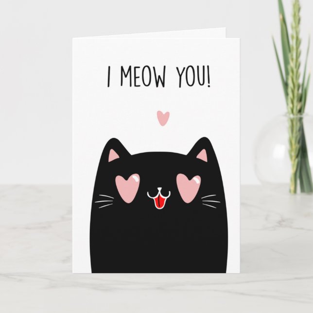 Tarjeta Festiva Funny Cat El día de San Valentín Card (Anverso)