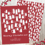 Tarjeta Festiva Funny Cat Meowy Navidades Holiday Card<br><div class="desc">Muchos gatos blancos adorables con un fondo rojo festivo. Cambie el saludo y los nombres de los Navidades Meowy para personalizarlos. Arte original de Nic Squirrell.</div>