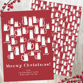 Tarjeta Festiva Funny Cat Meowy Navidades Holiday Card