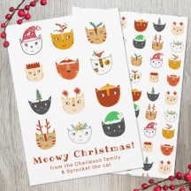 Funny Cat Meowy Navidades Holiday Card