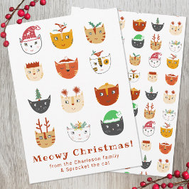 Tarjeta Festiva Funny Cat Meowy Navidades Holiday Card