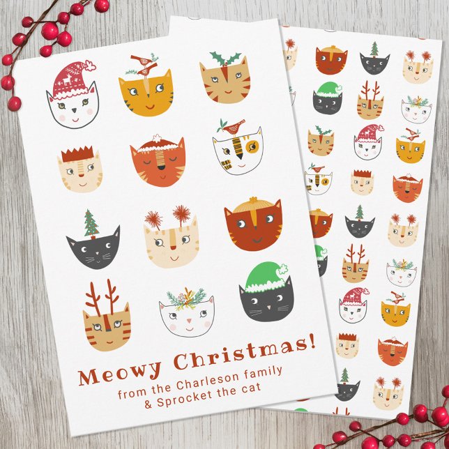 Tarjeta Festiva Funny Cat Meowy Navidades Holiday Card (Subido por el creador)