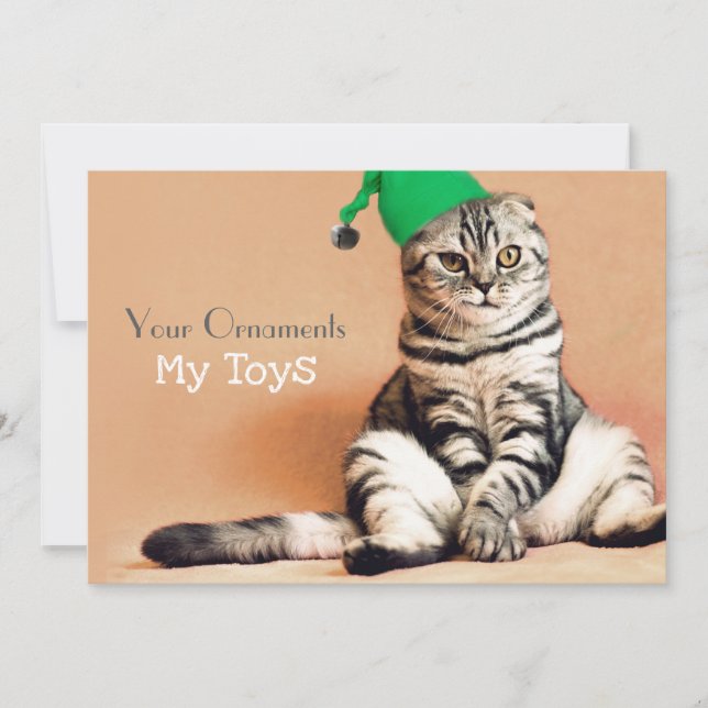Tarjeta Festiva Funny Cat Merry Christmas Personalizado (Anverso)
