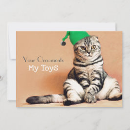Tarjeta Festiva Funny Cat Merry Christmas Personalizado