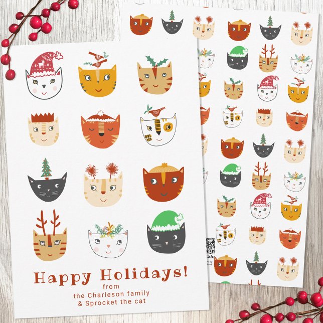 Tarjeta Festiva Funny Cat Navidades (Funny Cat Winter Holiday card)