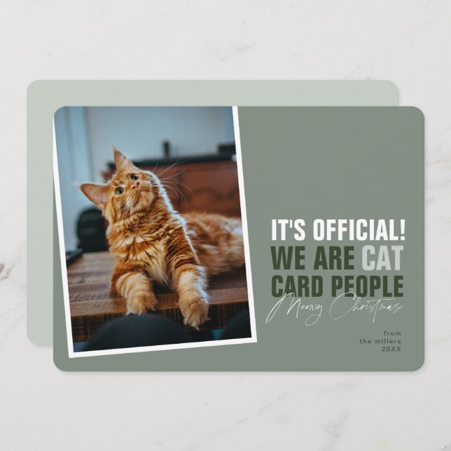 Tarjeta Festiva Funny Cat Navidades Card Meowy Navidades (Anverso / Reverso)