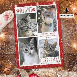 Tarjeta Festiva Funny Cat Red MEOWY NAVIDADES 4 Fotos