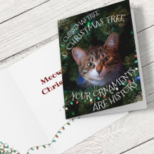 Funny Cat Tree Ornaments History Navidades Card