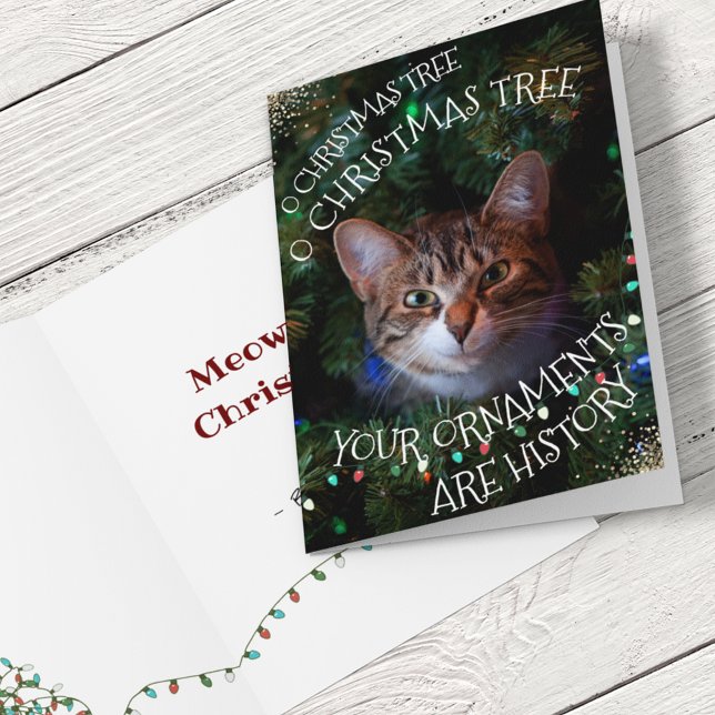 Tarjeta Festiva Funny Cat Tree Ornaments History Navidades Card (Subido por el creador)