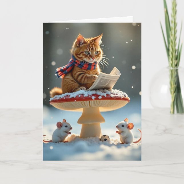 Tarjeta Festiva Funny cat Xmas card  (Anverso)