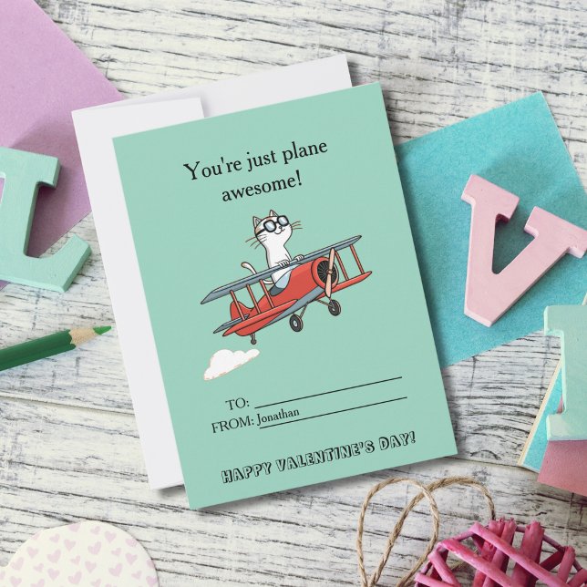 Tarjeta Festiva Funny cat Youre Plane Awesome Kids Valentine's Day (Subido por el creador)