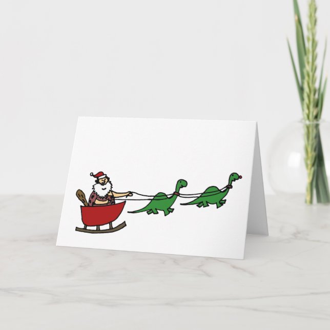 Tarjeta Festiva Funny Caveman Santa Claus (Anverso)