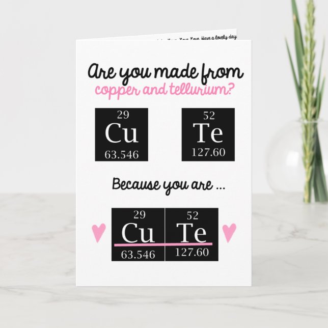 Tarjeta Festiva Funny Chemistry Día de San Valentín Card (Anverso)