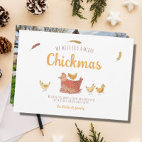 Funny Chicken Navidades Photo Holiday Card