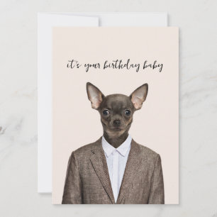 Tarjeta Festiva Funny chihuahua vestido con traje