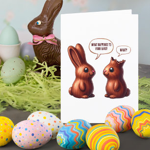 Tarjeta Festiva Funny Chocolate Bunnies Easter Holiday Card