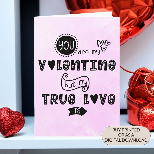 Tarjeta Festiva Funny Chocolate Lover El día de San Valentín (Funny typography style valentine card from chocolate lover)