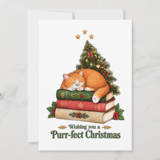 Tarjeta Festiva Funny Christmas Card - Purr-fect Christmas - Cute