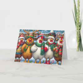 Tarjeta Festiva Funny Christmas Chickens
