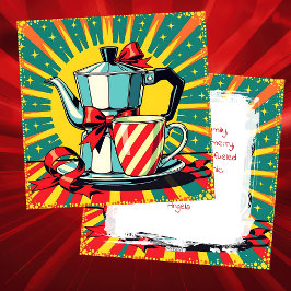 Tarjeta Festiva Funny Christmas, Coffee and Panic Pop Art Humorous