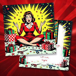 Tarjeta Festiva Funny Christmas, Coffee and Panic Retro Humorous