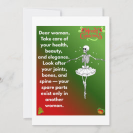 Tarjeta Festiva Funny Christmas Skeleton Wishes for woman