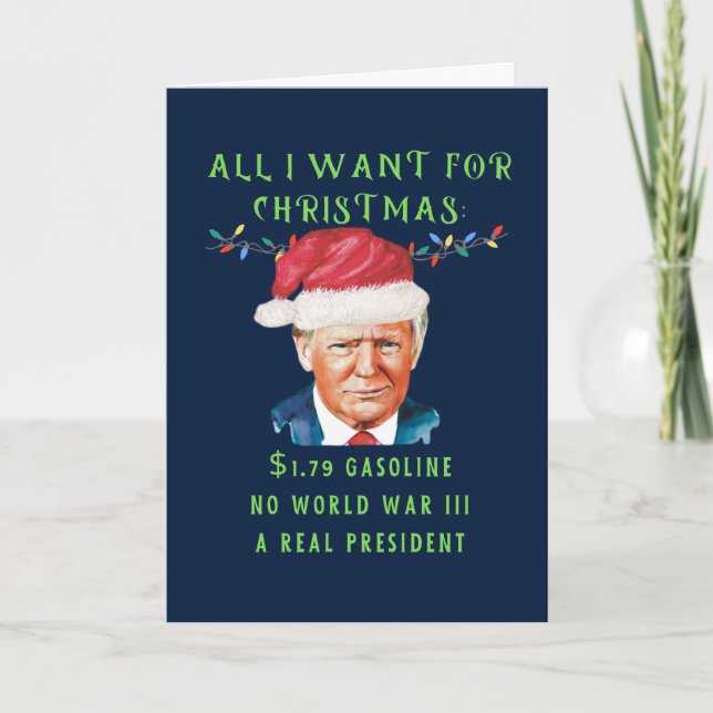 Tarjeta Festiva Funny conservador de MAGA Donald Trump anti Biden (Anverso)
