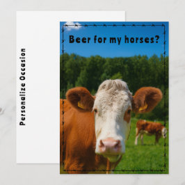 Tarjeta Festiva Funny Country Western Cow Ranch and Farm Style 