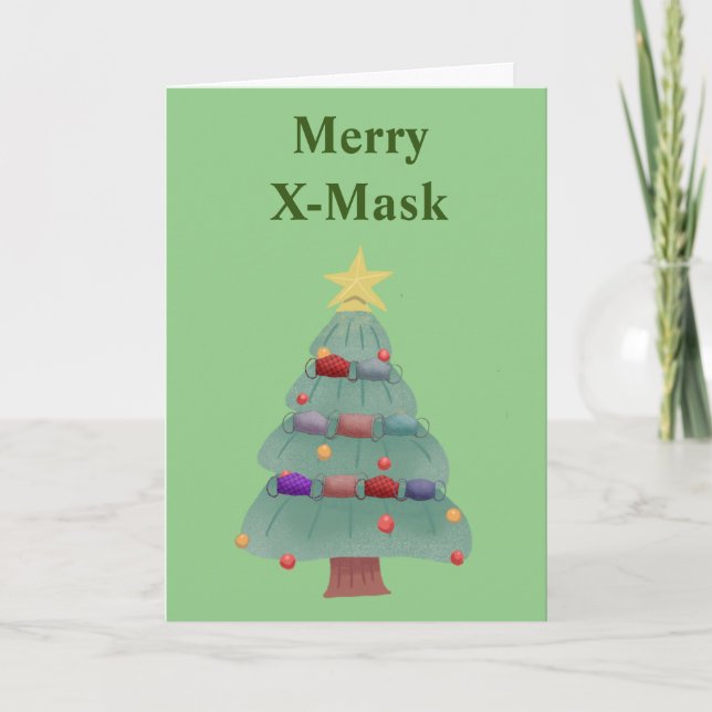 Tarjeta Festiva Funny Covid 2020 Navidades de máscaras x merry (Anverso)