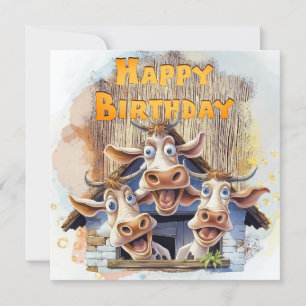 Tarjeta Festiva Funny Cow Happy Birday