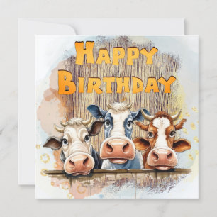 Tarjeta Festiva Funny Cow Happy Birday