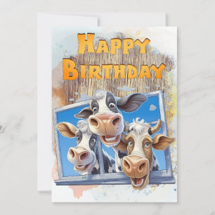 Tarjeta Festiva Funny Cow Happy Birday