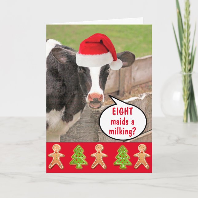 Tarjeta Festiva Funny Cow Navidades Carol (Anverso)