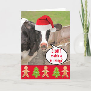 Tarjeta Festiva Funny Cow Navidades Carol