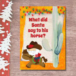 Tarjeta Festiva Funny Cowboy Santa y los Navidades occidentales de