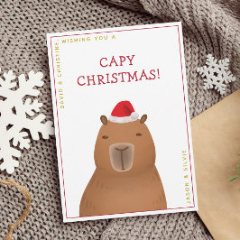 Tarjeta Festiva Funny Cute Capybara Santa Pun Navidades