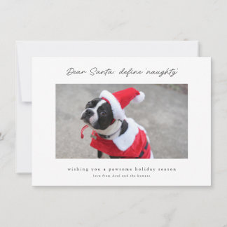 Tarjeta Festiva Funny & Cute Define Naughty Dog Holiday Card