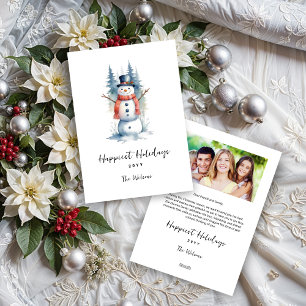 Tarjeta Festiva Funny Cute MInimalist Snowman Frosted Forest 