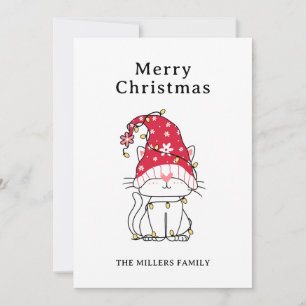 Tarjeta Festiva Funny Cute Navidades Cat Holiday Card