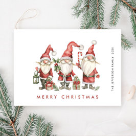 Tarjeta Festiva Funny Cute Santa Gnomes Navidades