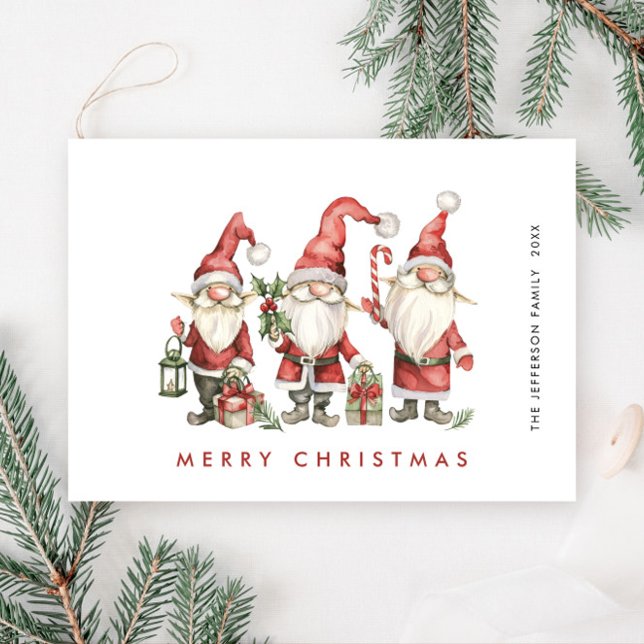 Tarjeta Festiva Funny Cute Santa Gnomes Navidades (Subido por el creador)