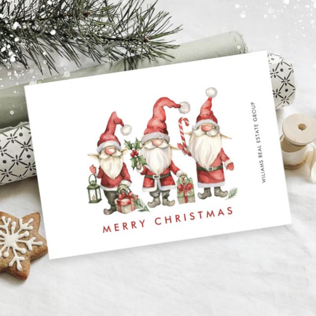 Tarjeta Festiva Funny Cute Santa Gnomes Navidades Corporate (Subido por el creador)